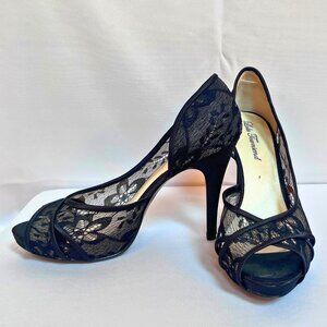 Lulu Townsend Black Lace Peep-Toe Heels – Women’s 9.5 | 4.5" Heel w/ 1" Platform